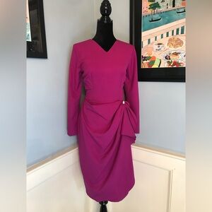 Magenta 50s Vintage Style Draped Pencil Dress Sz 8